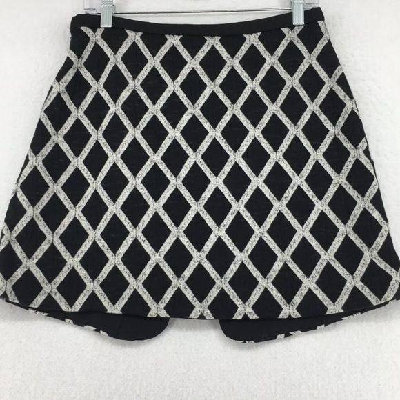 ELIZABETH AND JAMES Womens IRENE Black and White Diamond Pattern Mini Skirt Sz 8 - Picture 10 of 13